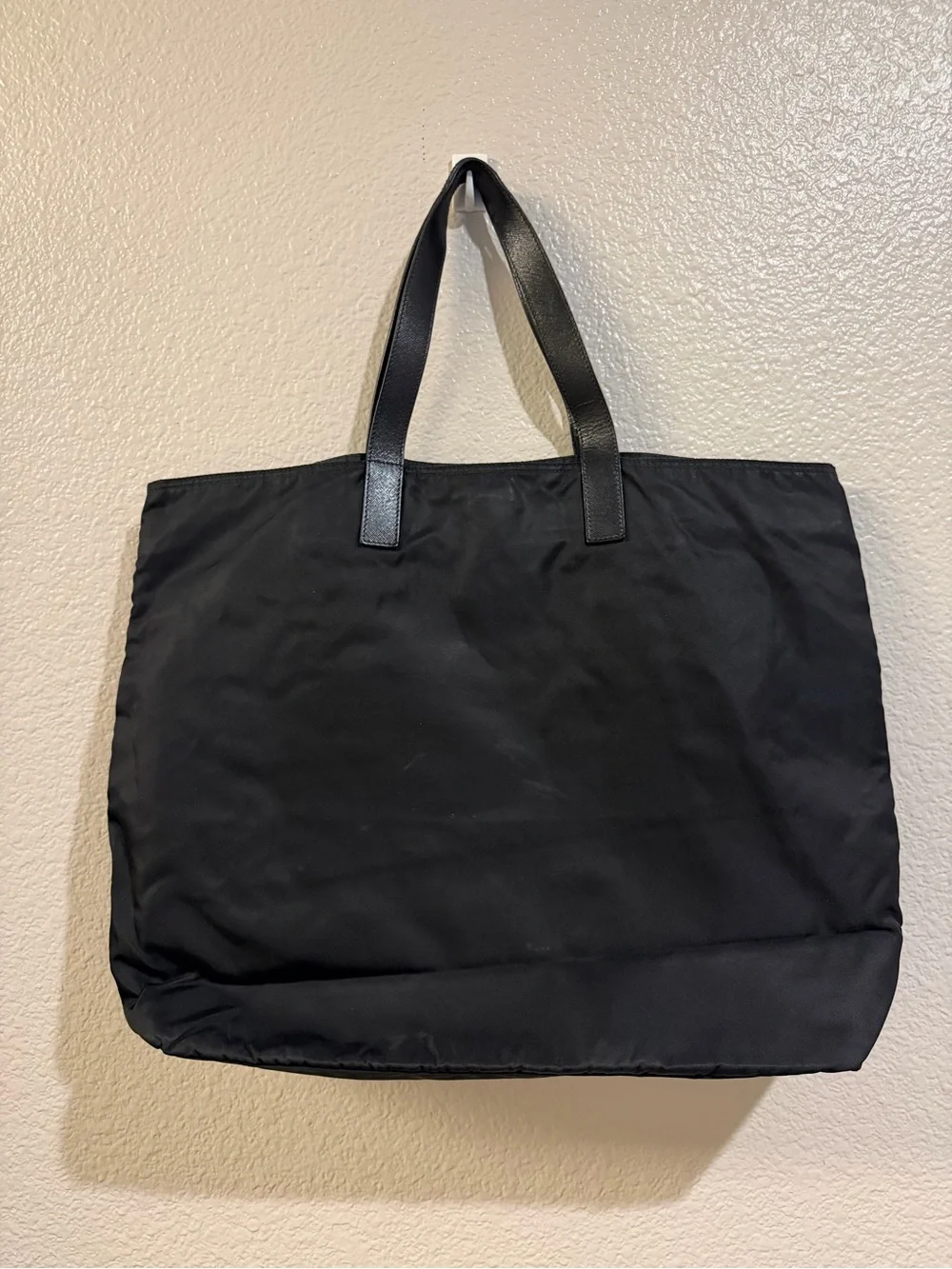 Prada Black Nylon Tote with Leather Straps